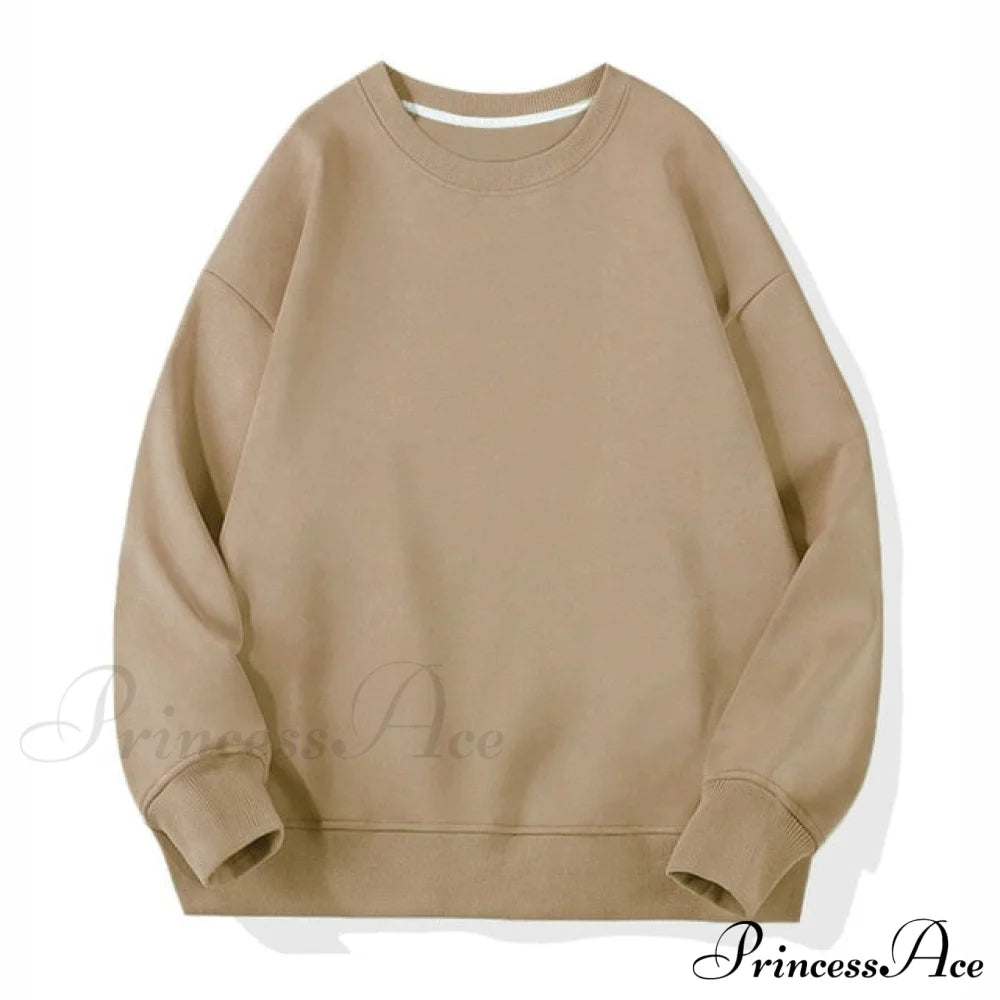 Pants Plus Fleece Casual Women Sweatshirt Couple Tracksuit Unisex Hoodies 2-Piece Size 1-Khaki / S