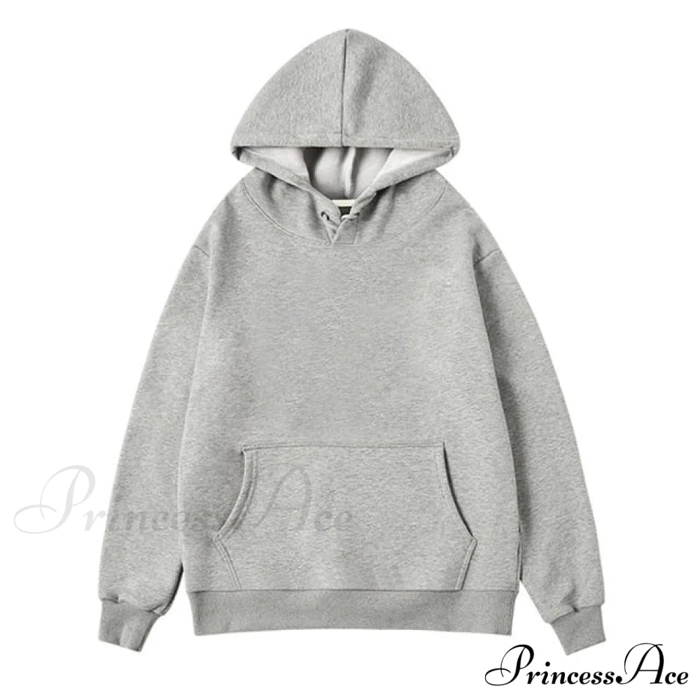 Pants Plus Fleece Casual Women Sweatshirt Couple Tracksuit Unisex Hoodies 2-Piece Size Hoodie-Gray