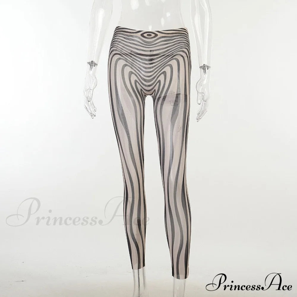 Pants Suit Sexy Costume Zebra Co-Ord Striped Tracksuit For Mesh + Set 2 T-Shirt Piece Long Autumn
