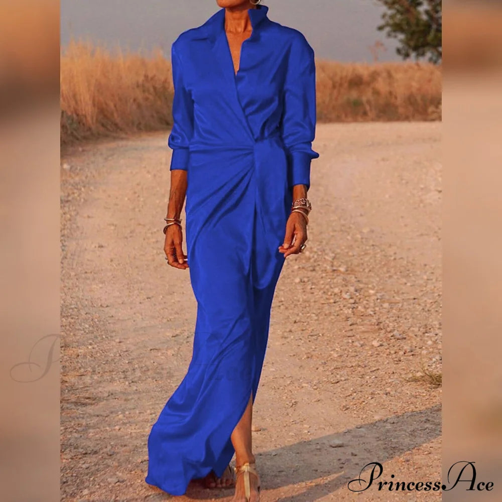 Women's Party Shirt Dress Blue __stock:200 casual dresses clothes dresses refund_fee:1200