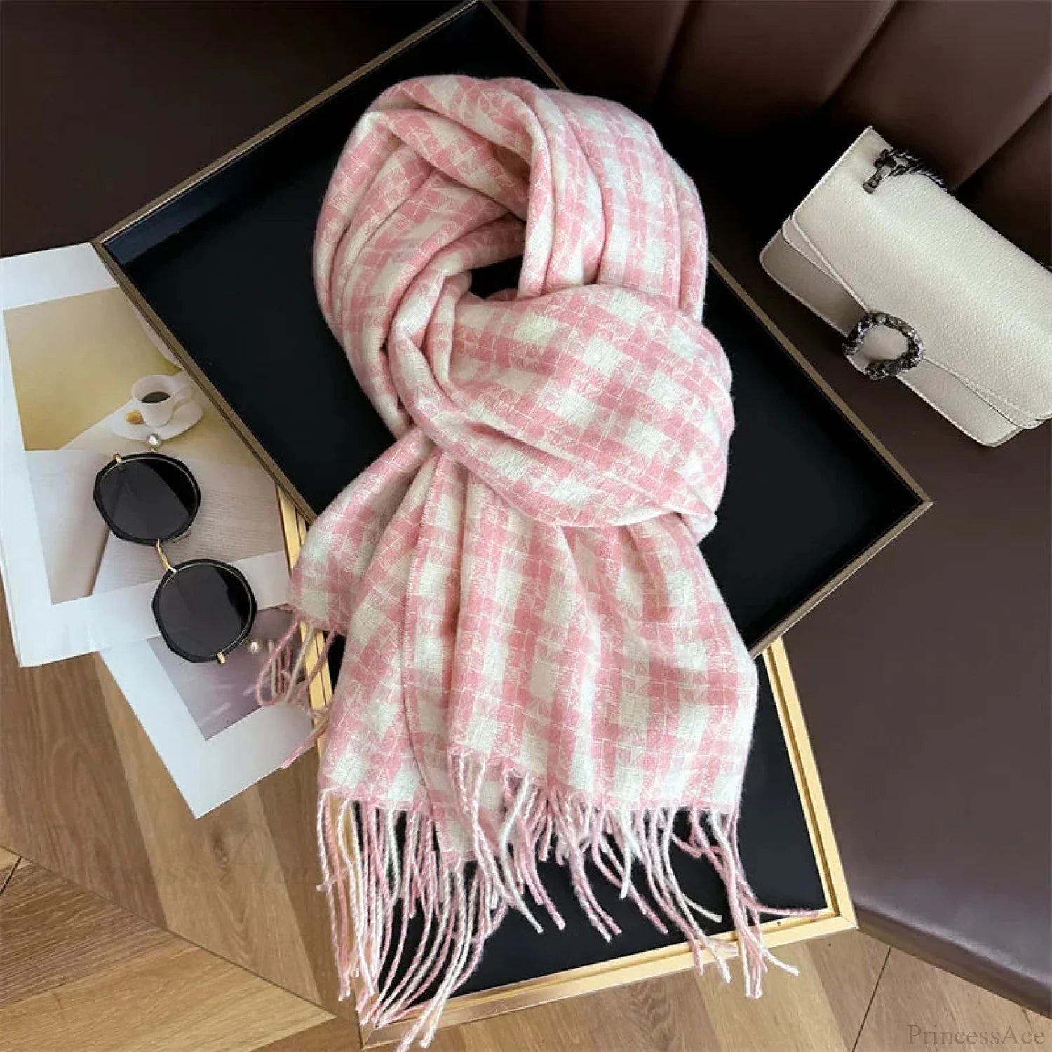 Pashmina Tassel Plaid Cashmere-Like Warm Shawl Scarf Scarfs-L