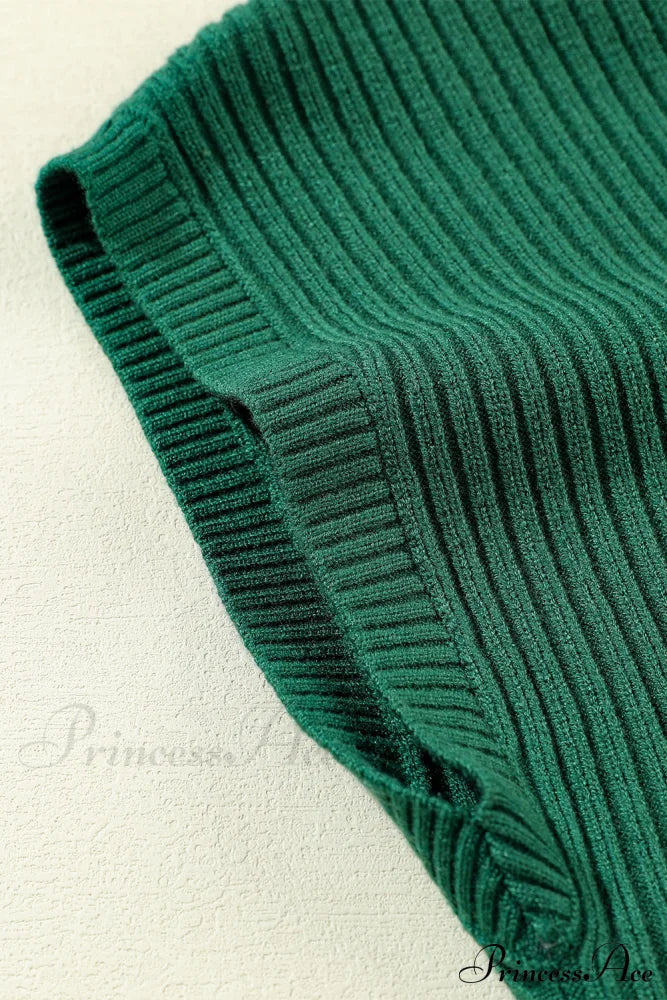 Patch Ribbed Knit Pocket Arm Black Brief Green Sweater Tops