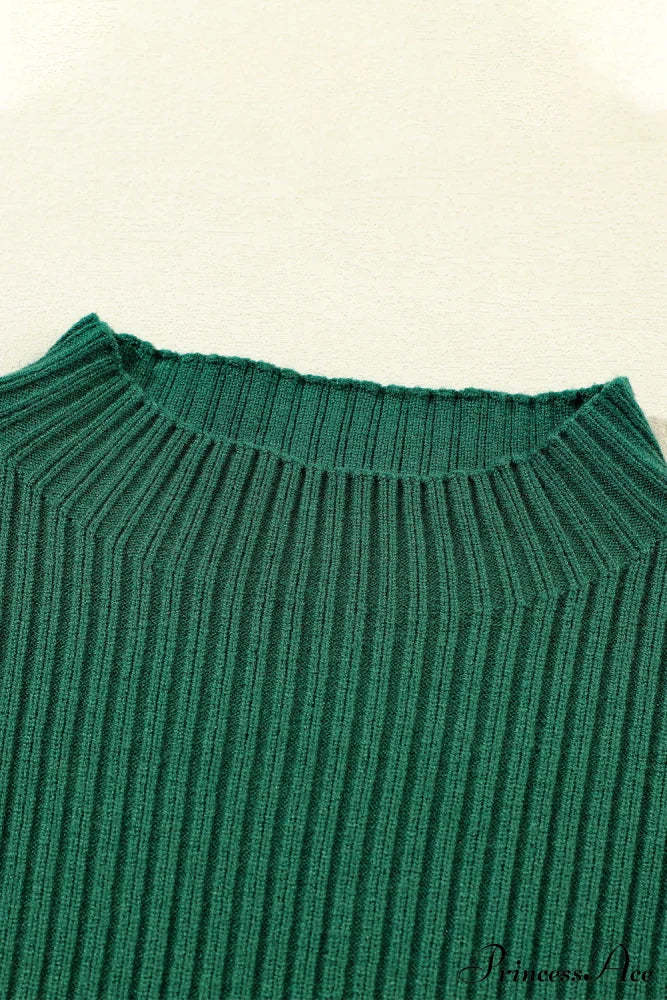 Patch Ribbed Knit Pocket Arm Black Brief Green Sweater Tops