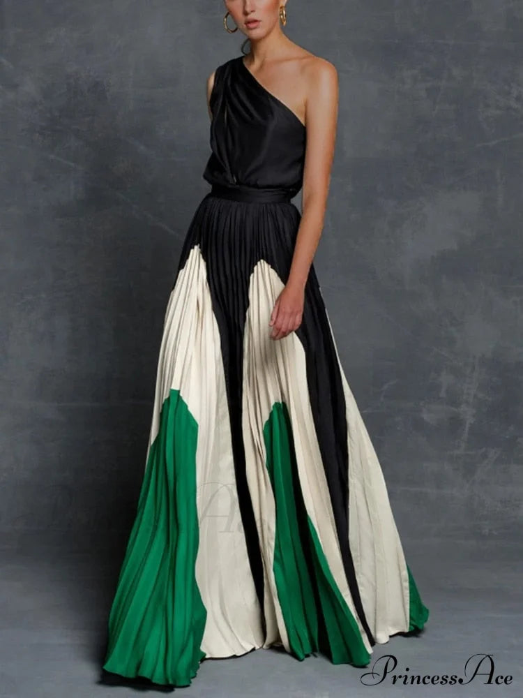 Patchwork Black Club Party High Night One Women’s Gown Off - Street Shoulder Dress