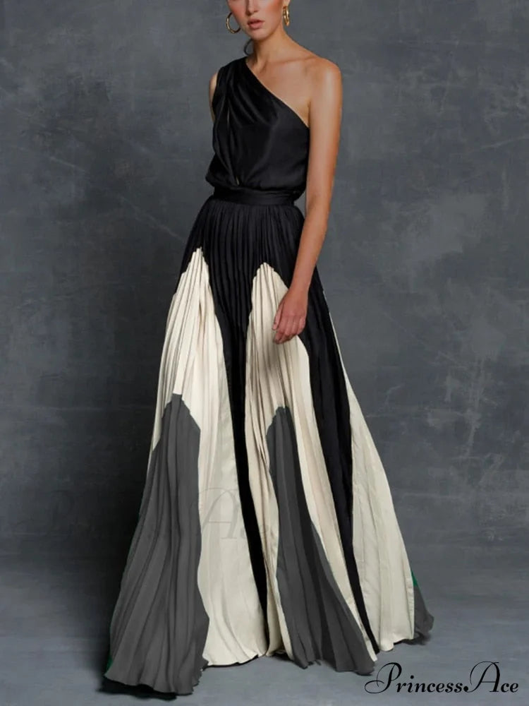 Patchwork Black Club Party High Night One Women’s Gown Off - Street Shoulder Dress Gray / S