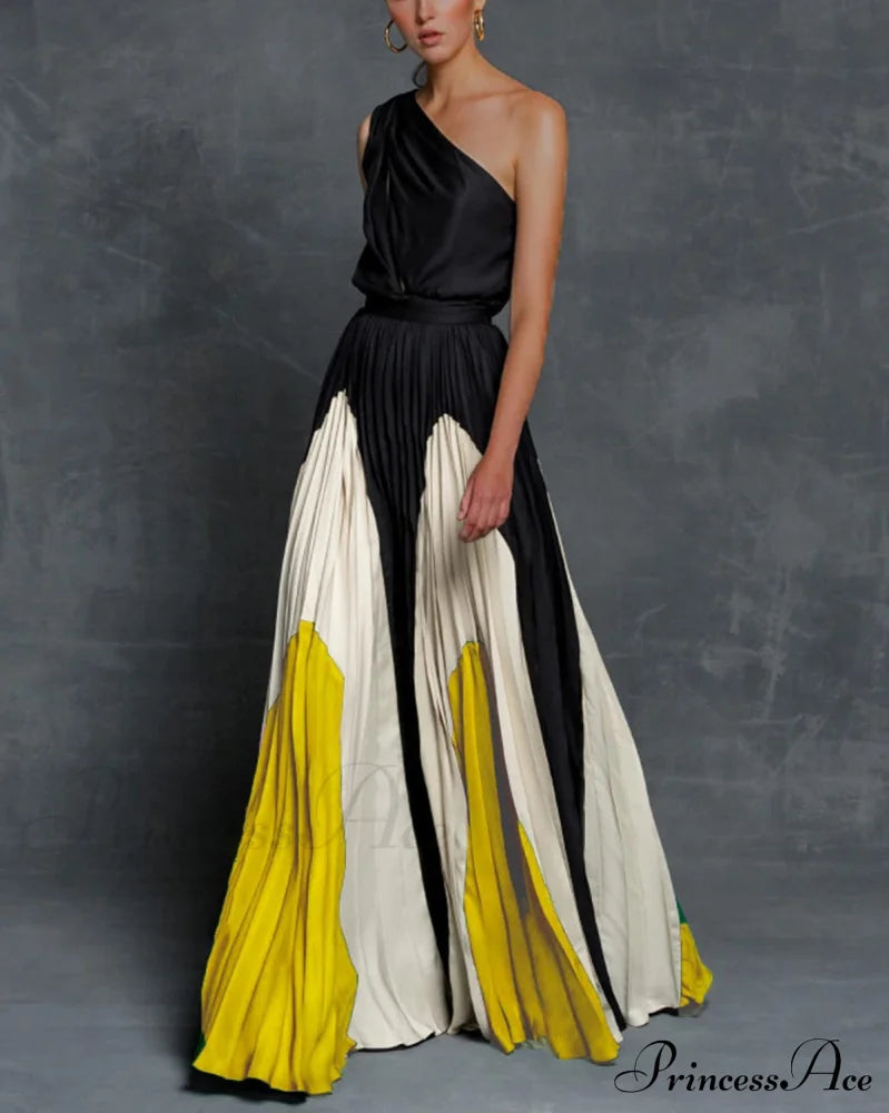 Patchwork Black Club Party High Night One Women’s Gown Off - Street Shoulder Dress Yl / S