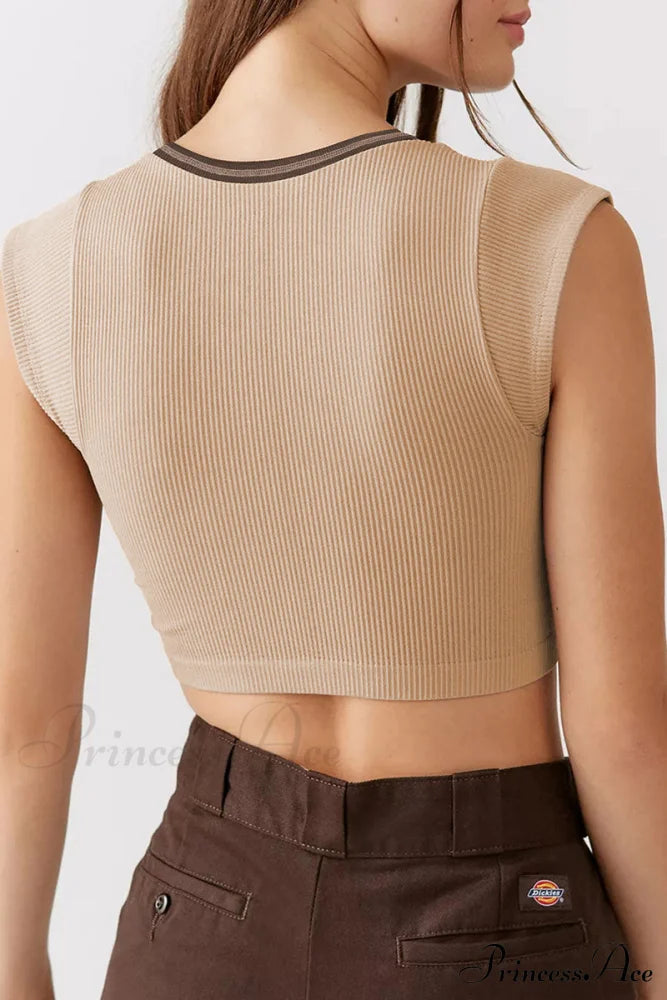 Patchwork Neck U Solid T-Shirt Tops/Tees & T-Shirts