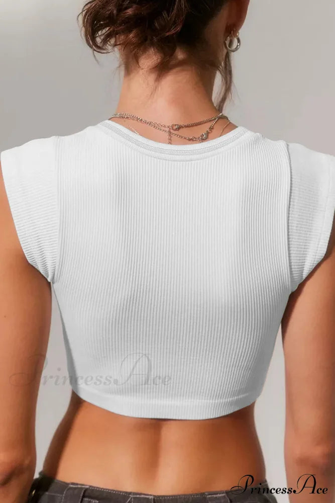 Patchwork Neck U Solid T-Shirt Tops/Tees & T-Shirts