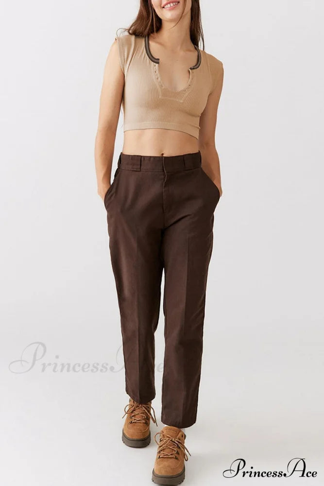 Patchwork Neck U Solid T-Shirt Tops/Tees & T-Shirts