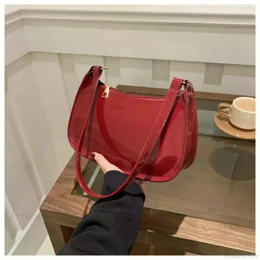 Patent Leather Versatile Fashion Shoulder Bag shoulder-250126