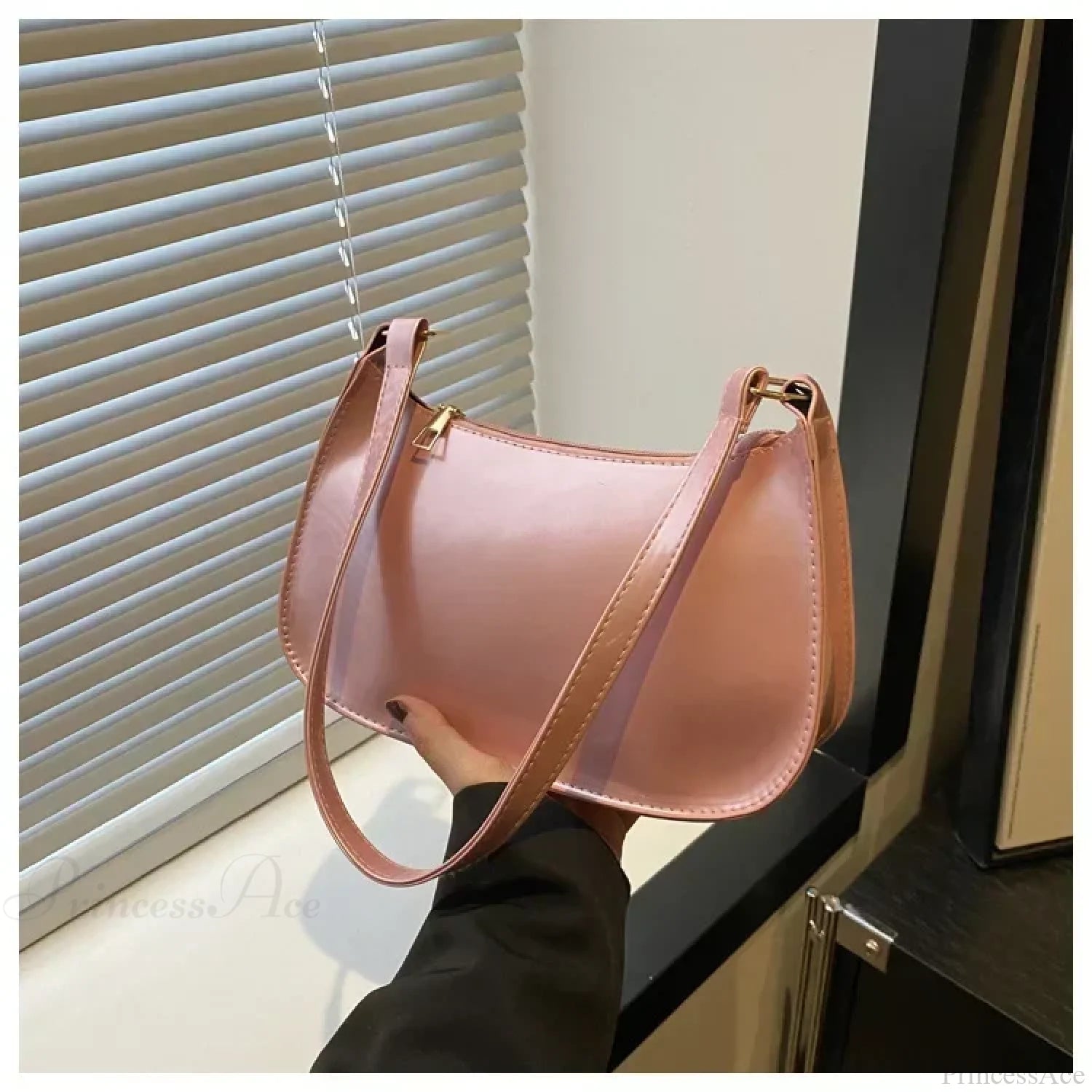 Patent Leather Versatile Fashion Shoulder Bag Pink shoulder-250126