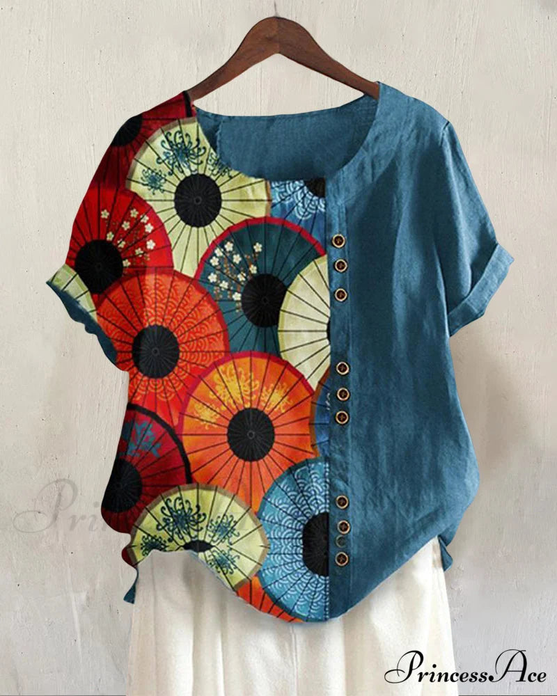 Patterned Neck Crew Tee T-Shirts