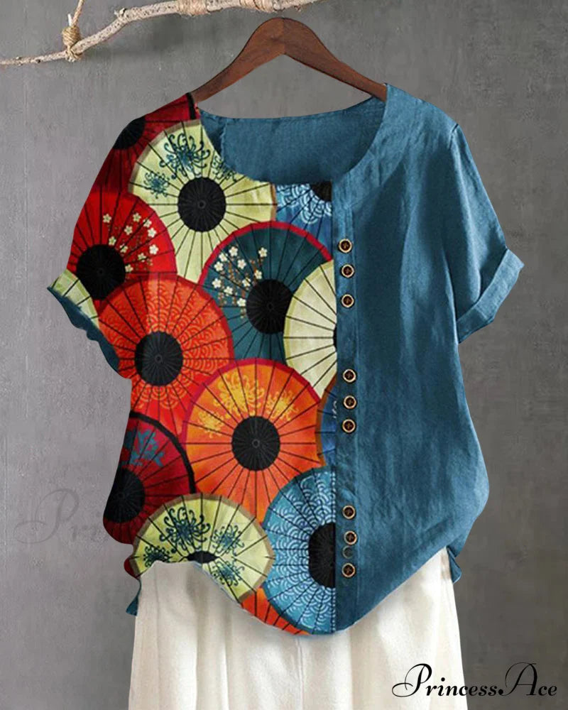 Patterned Neck Crew Tee T-Shirts