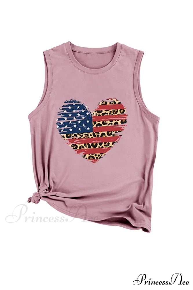Peach Heart Flag Sleeveless T-Shirt Pink / S Tees