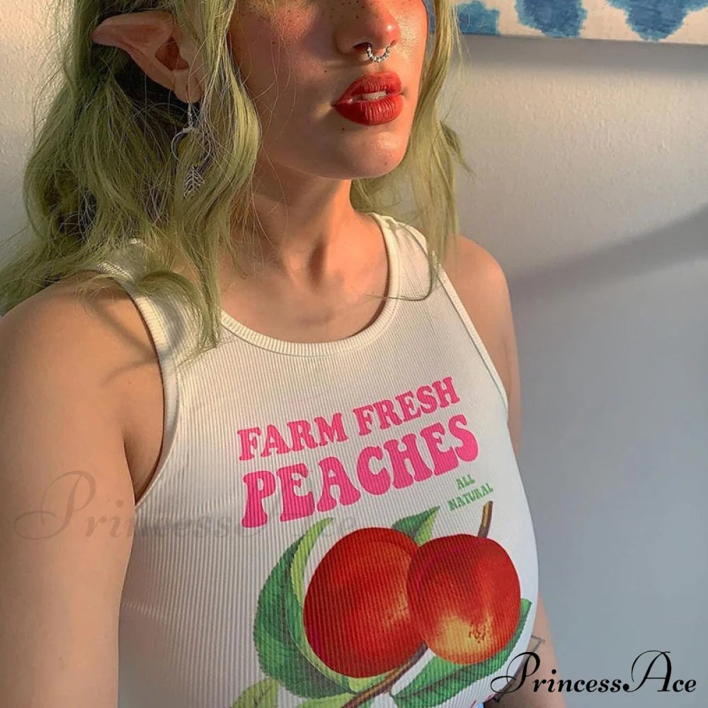 Peaches Graphic Stylish Tank Top