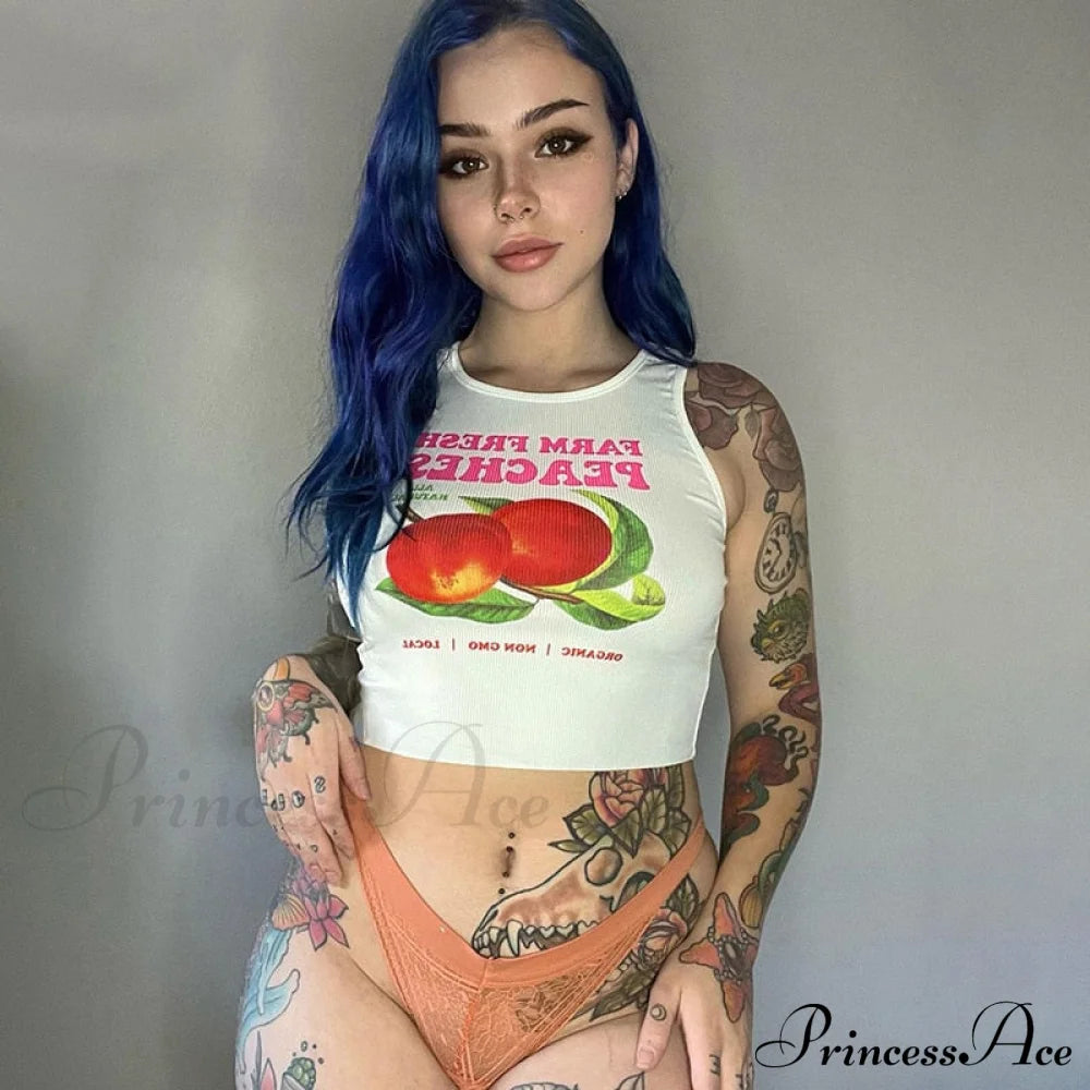 Peaches Graphic Stylish Tank Top