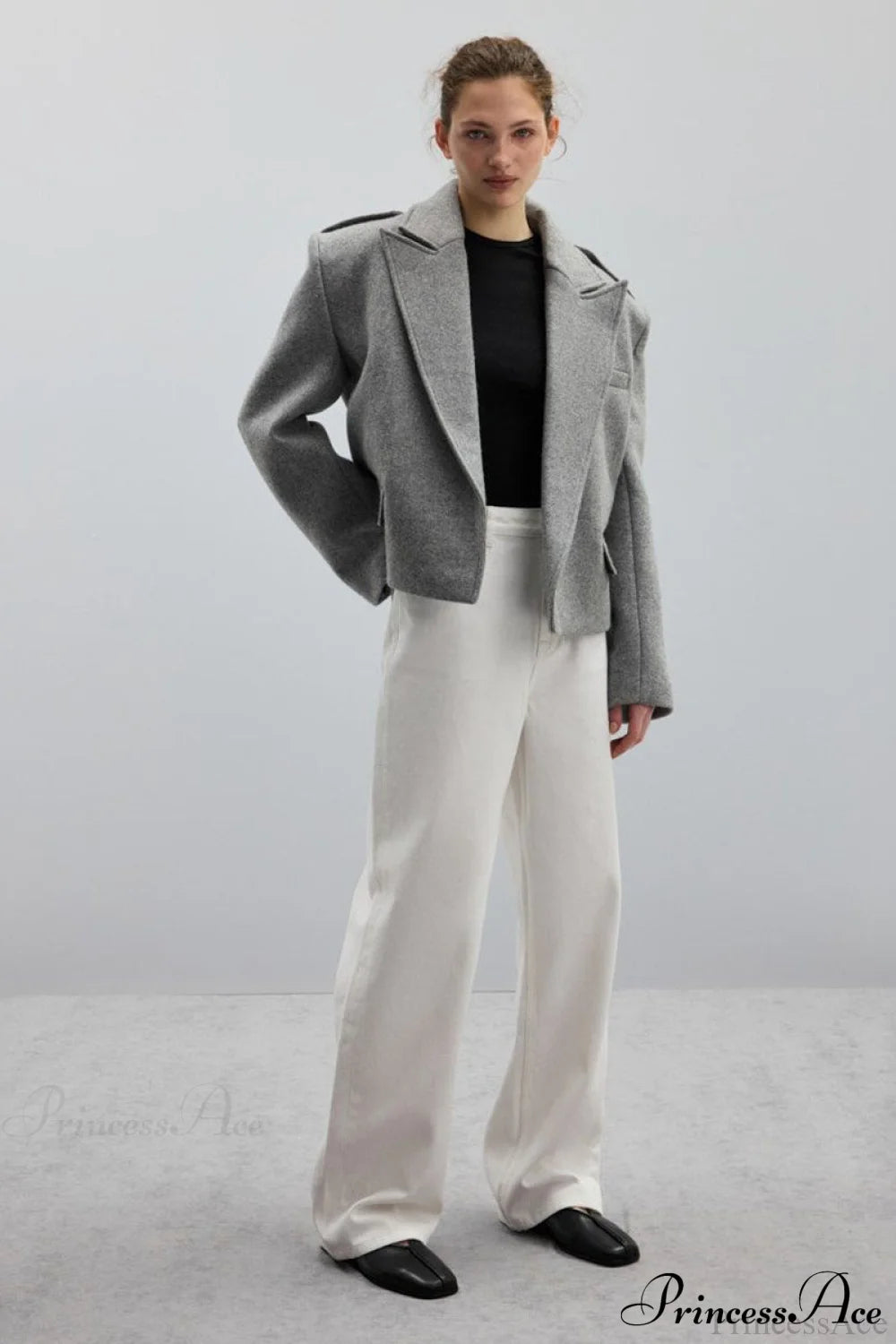 Peak Lapel Blazer Style Wool Loose Coat