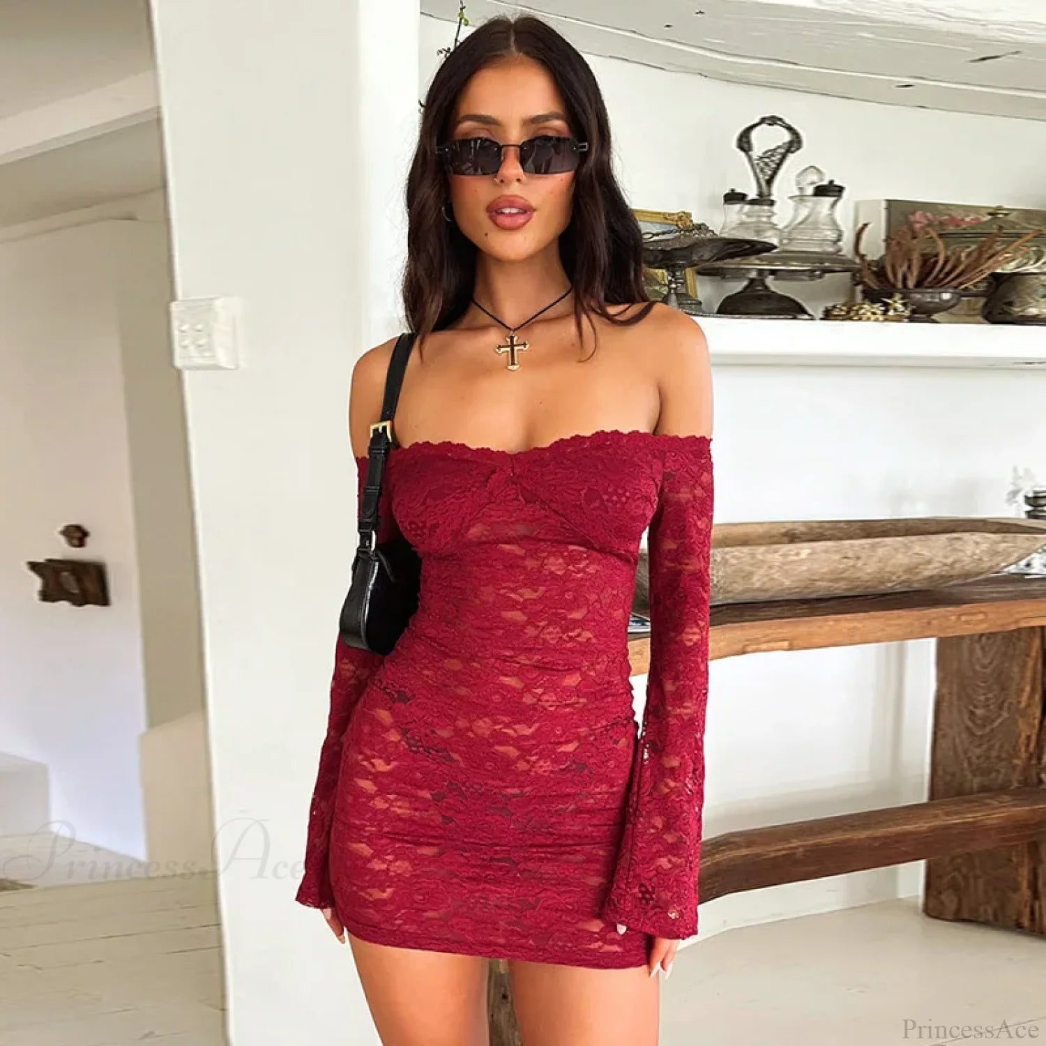 Perspective Lace Vacation Dress Red / S vacationdress-250223