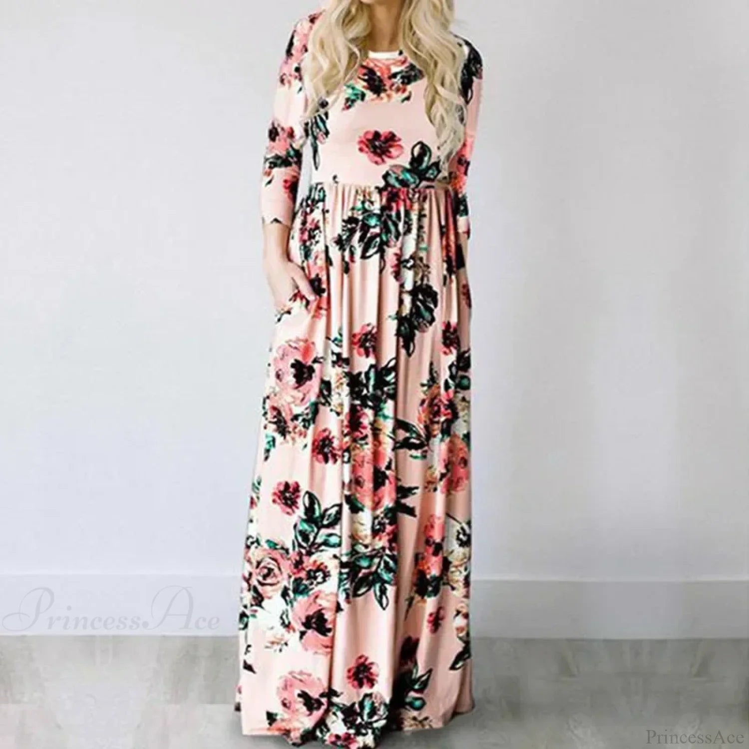 Pink Boho Floral Maxi Floral Dress Pink1 / S oldfloraldress-250126