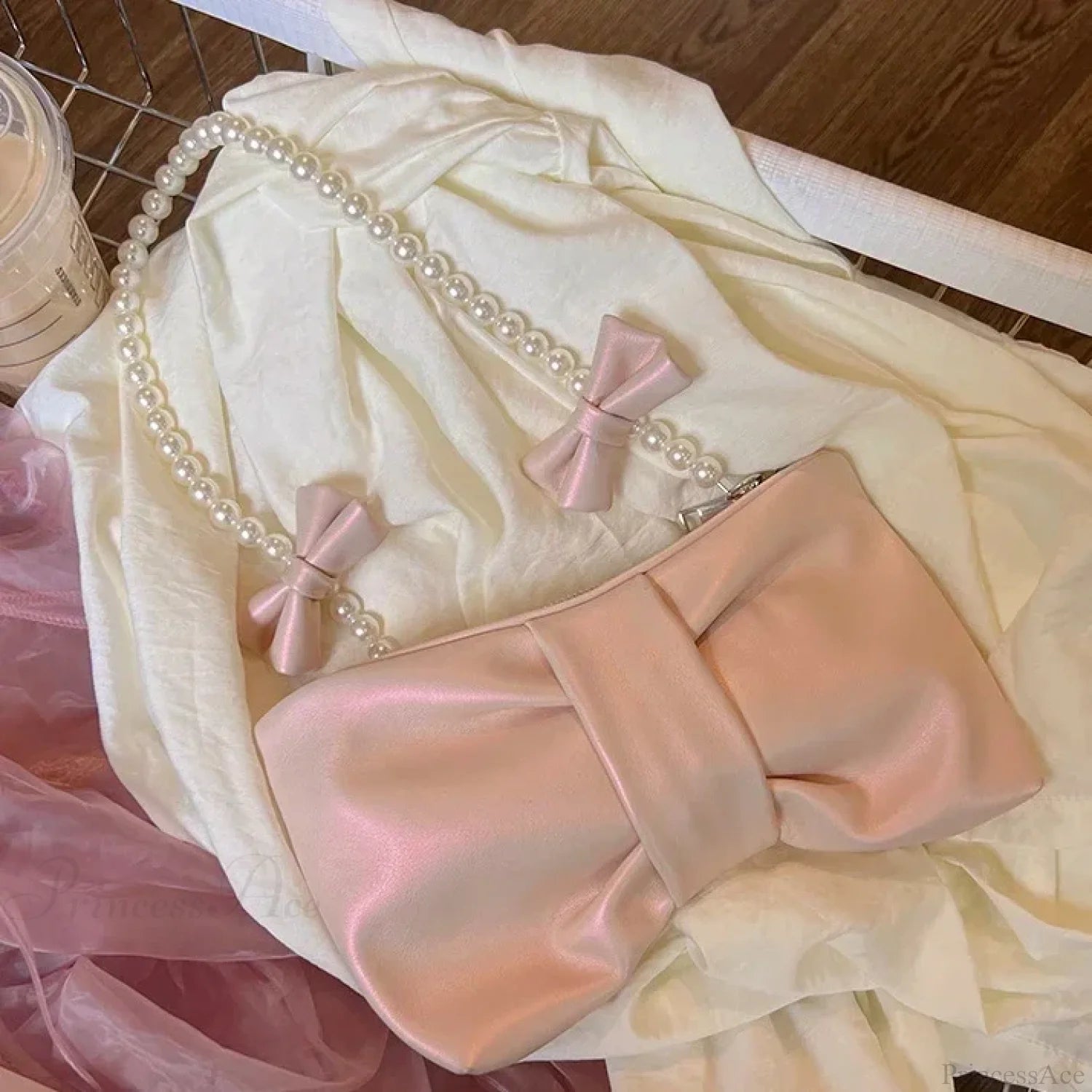 Pink Bowknot Small Square Crossbody Handbag Pink-2 handbag-250126