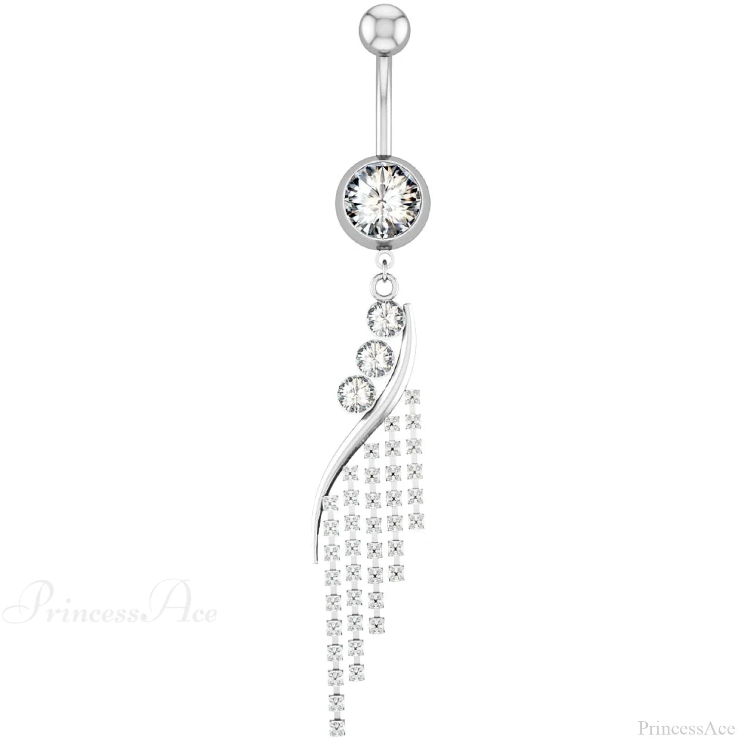 Pink Gold Curved Gothic Belly Ring sliver