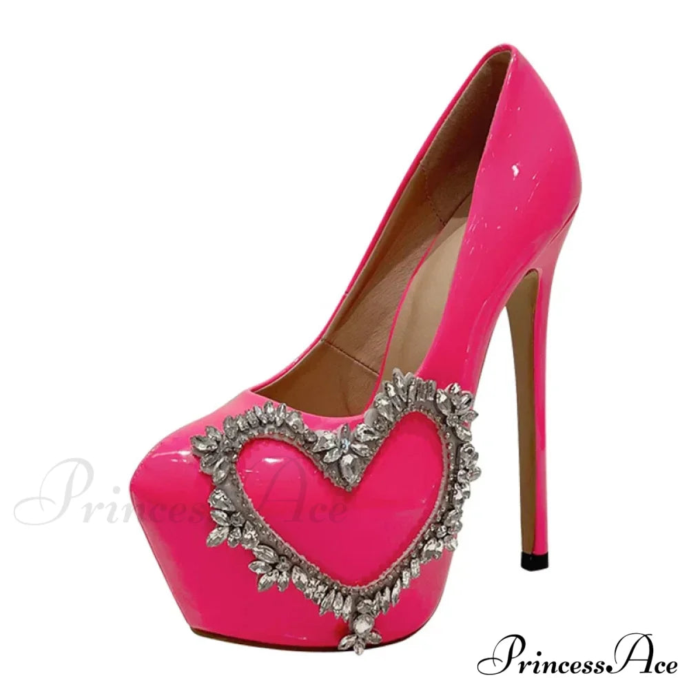 Pink High Heels Women Pumps With Crystal Platform Stiletto - Spring/Autumn Fashion Round Toe