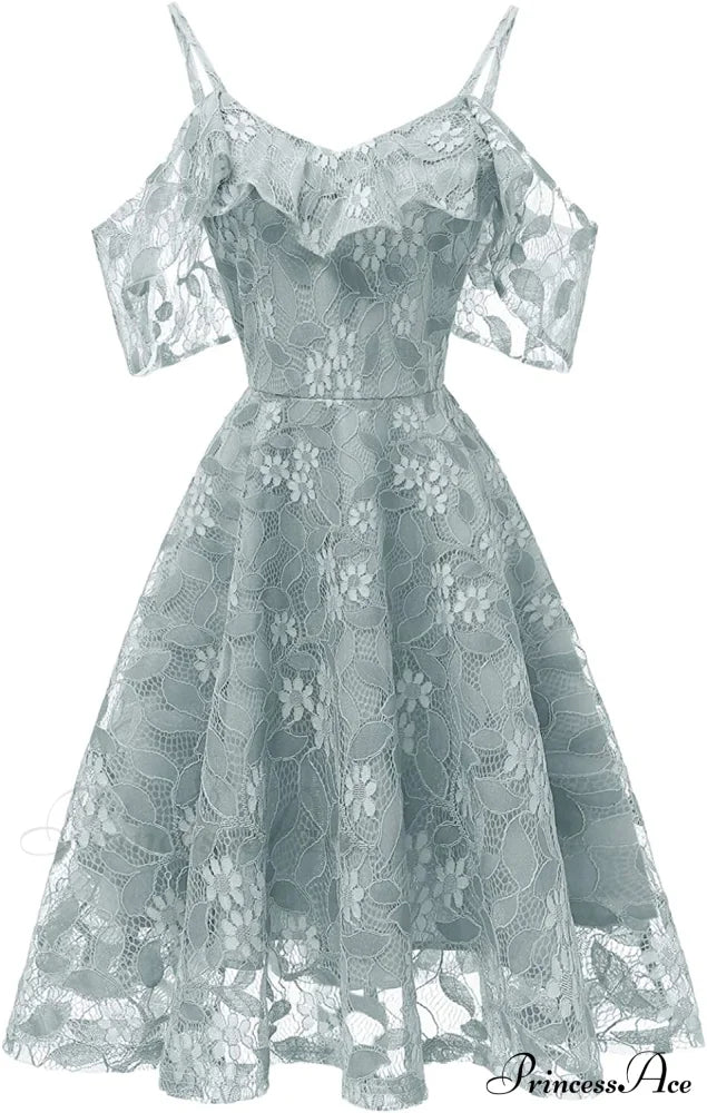 Pink Lace Overlay Cold Shoulder Dress S / Blue Short Mini Lace Dress