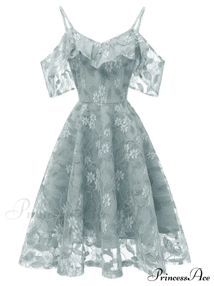 Pink Lace Overlay Cold Shoulder Dress S / Navy Short Mini Lace Dress