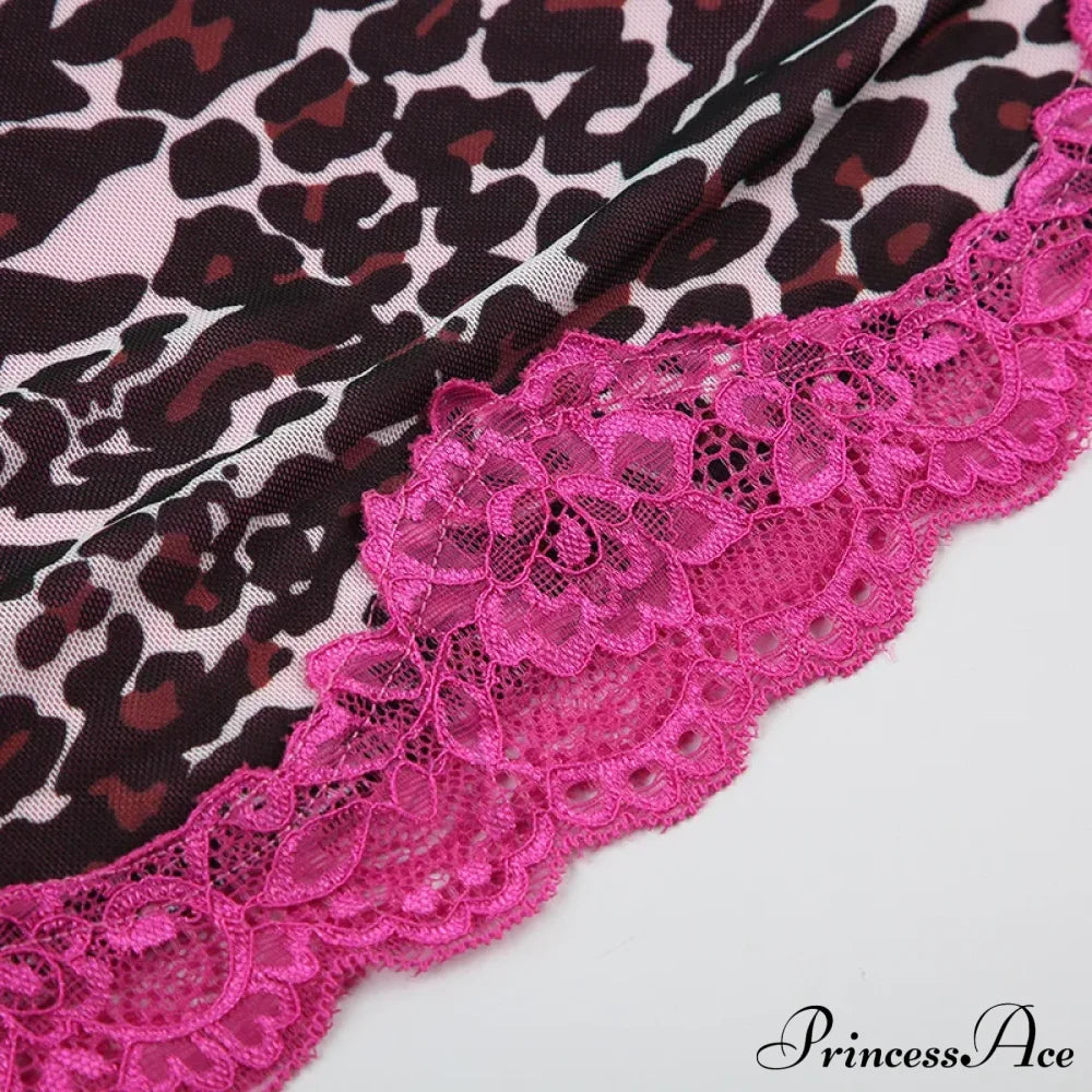 Pink Leopard Print Charming Sheer Cami Top