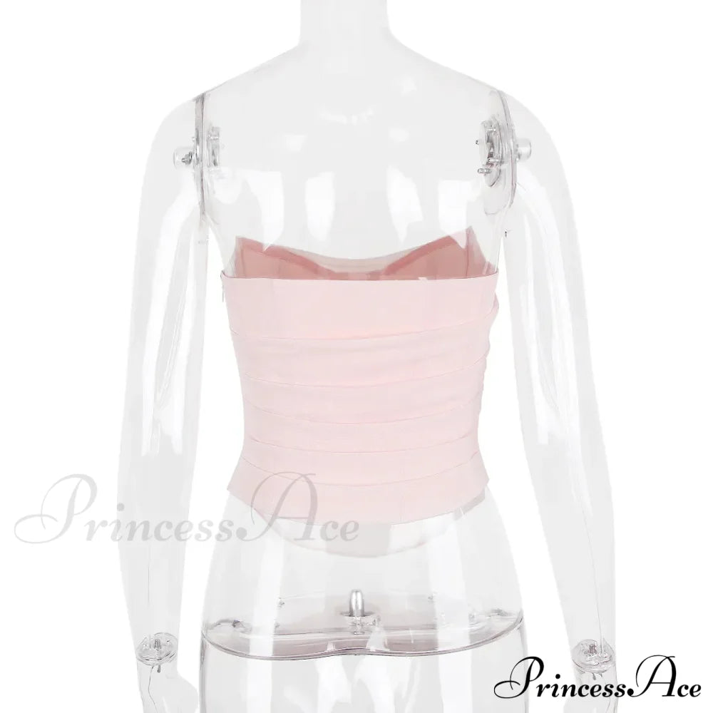 Pink Mesh Stylish Tube Corset Top