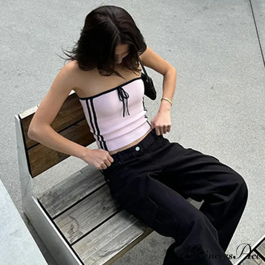 Pink Stripe Stylish Tube Top Women’s