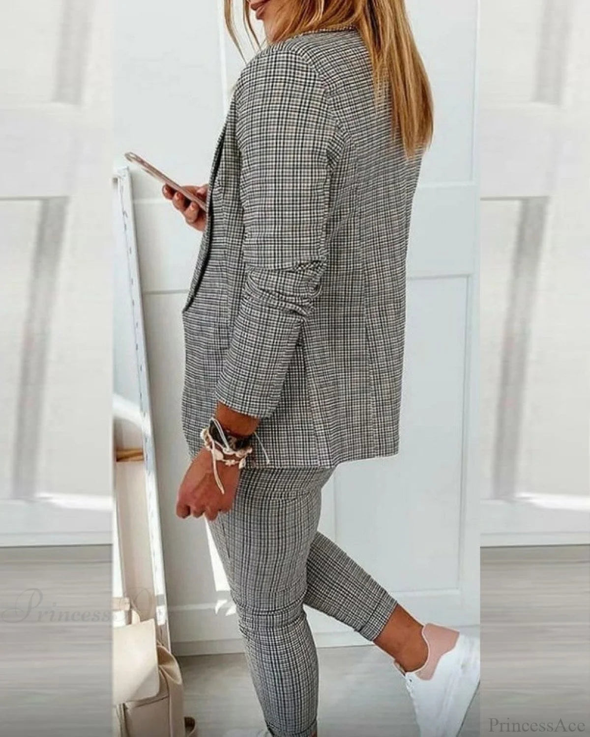 Plaid Comfortable Casual Women’s Suit Coats-L