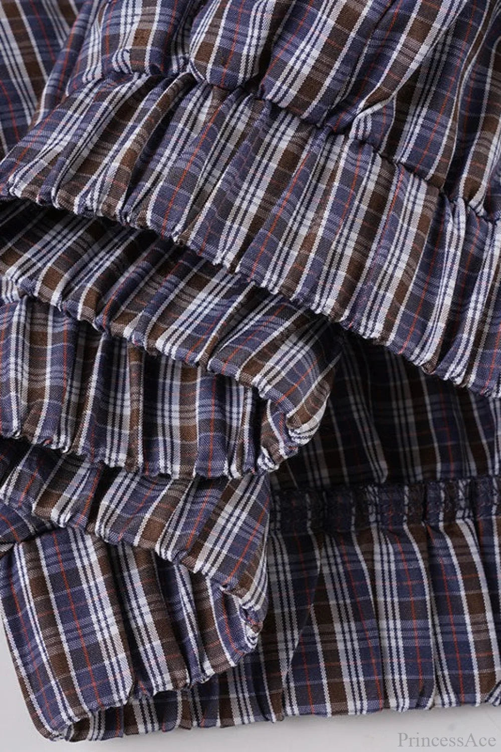 Plaid Lace Cropped Elastic Tie Waist Two Piece Set