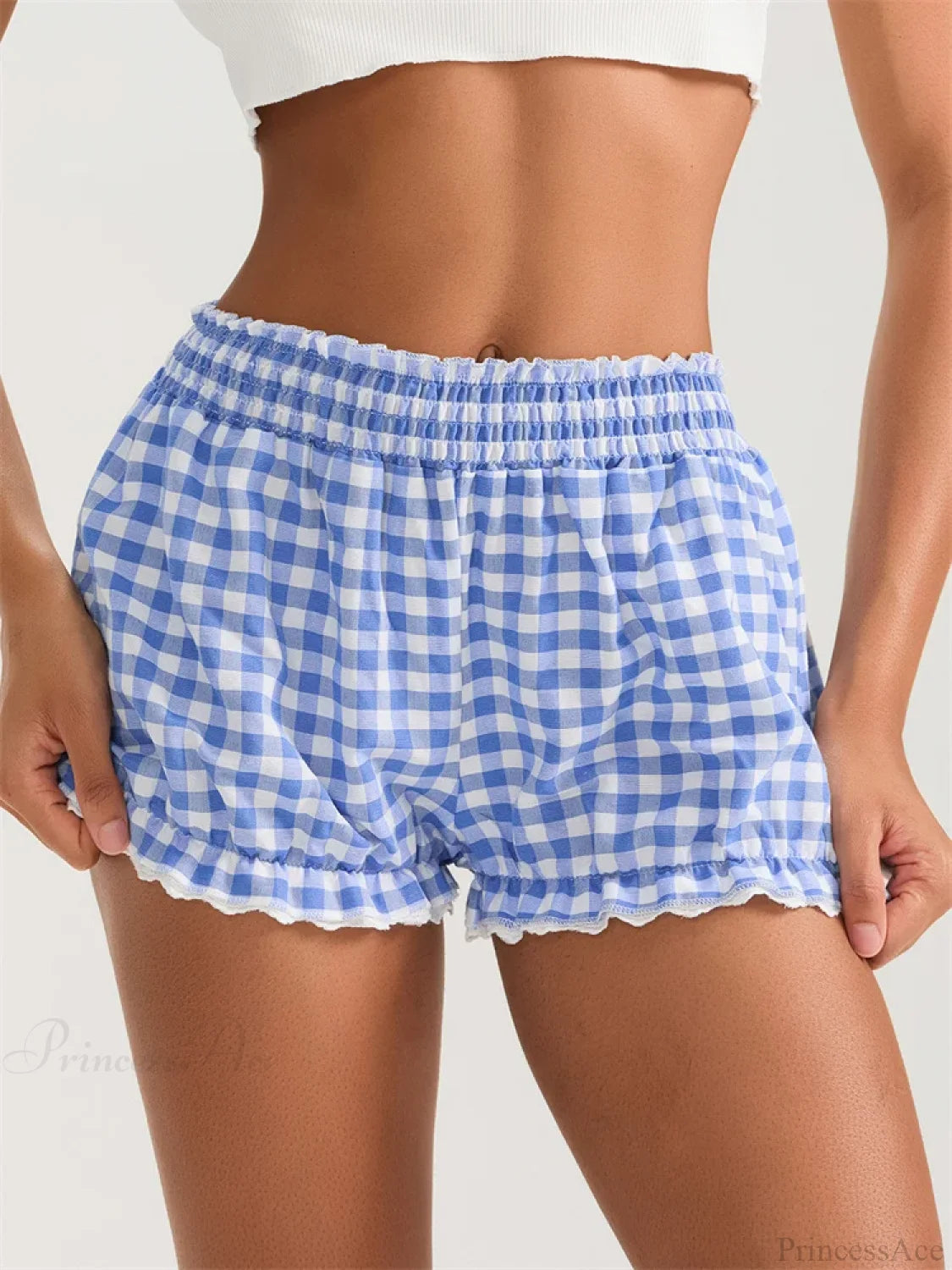 Plaid Lace Ruffle Bloomer Short short-250223