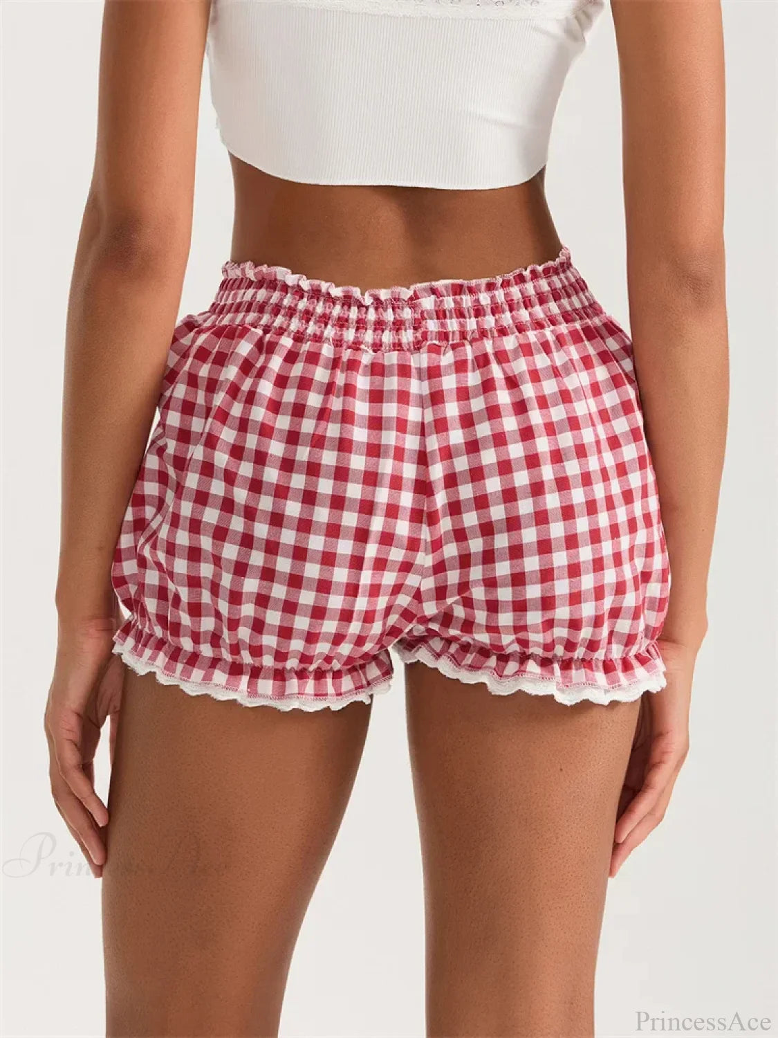 Plaid Lace Ruffle Bloomer Short short-250223