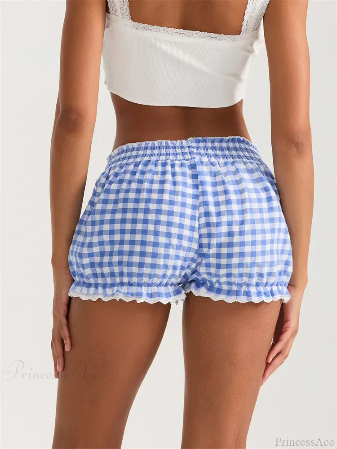 Plaid Lace Ruffle Bloomer Short short-250223