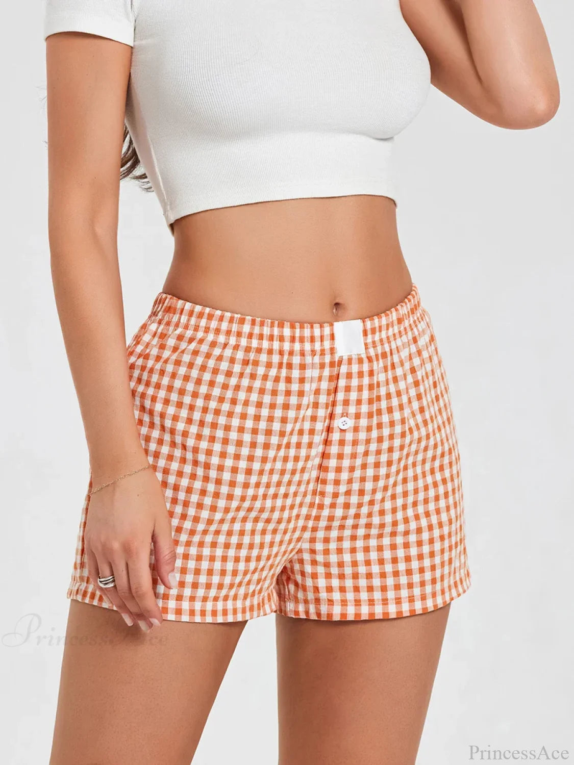 Plaid Loose Lounge Short orange / S short-250223