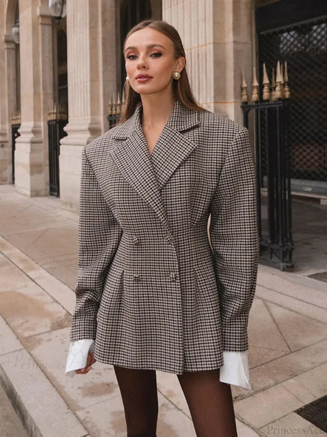 Plaid Printed Blazer Coat