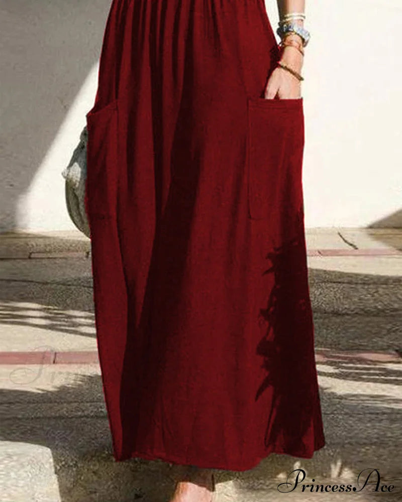 Pleated Slip Dress With Pockets Casual Dresses