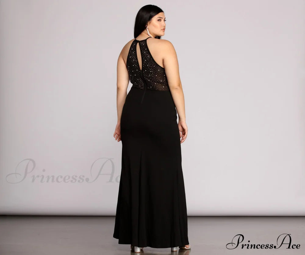 Plus Kacey Formal Charming Heat Stone Dress Plus S.o. Long