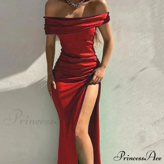 Plus Kaleigh Stylish Off Shoulder Dress Claret / S Plus S.o. Long