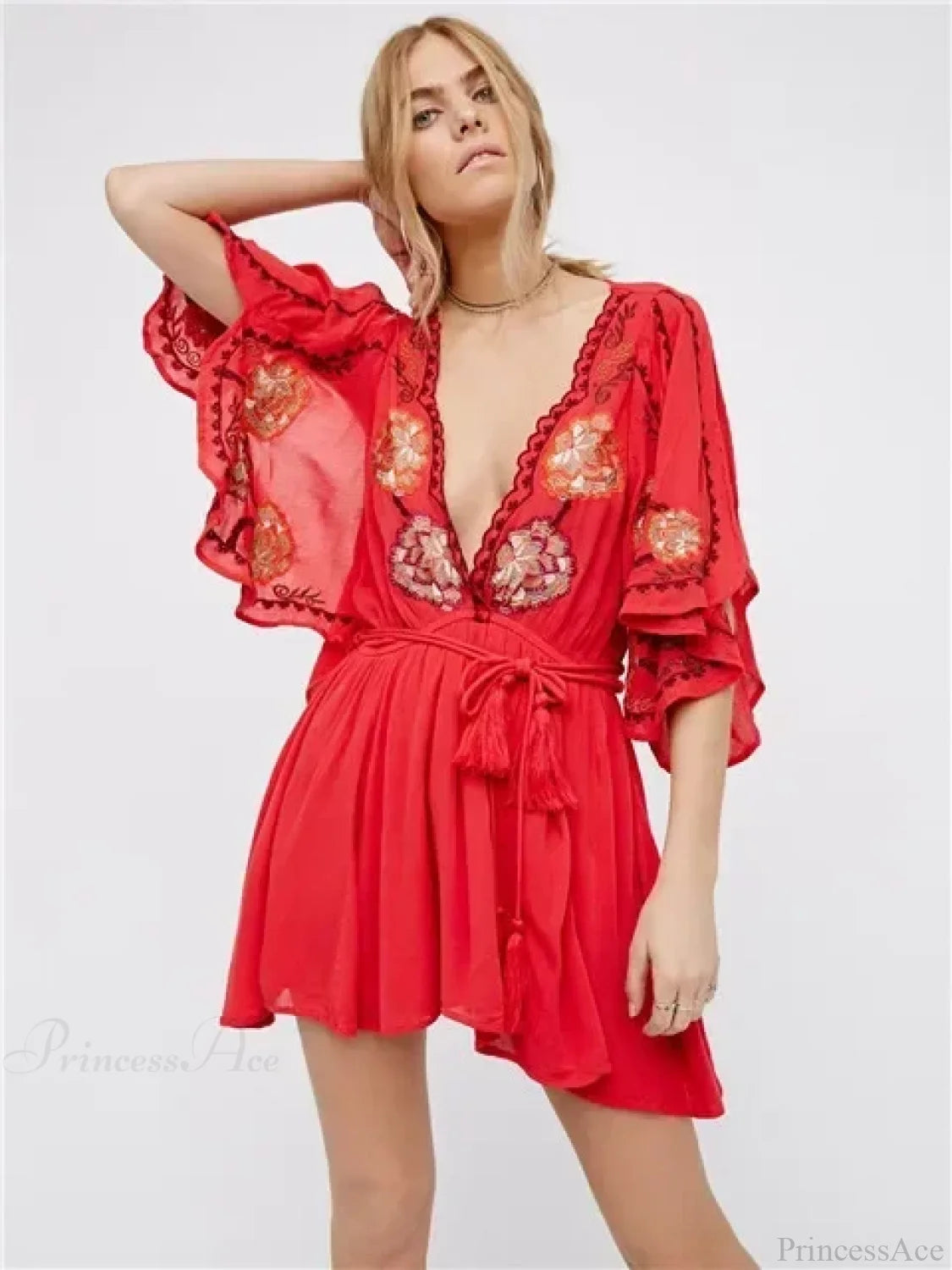 Plus Size Button Up Chiffon Holiday Boho Dress bohodress-250126