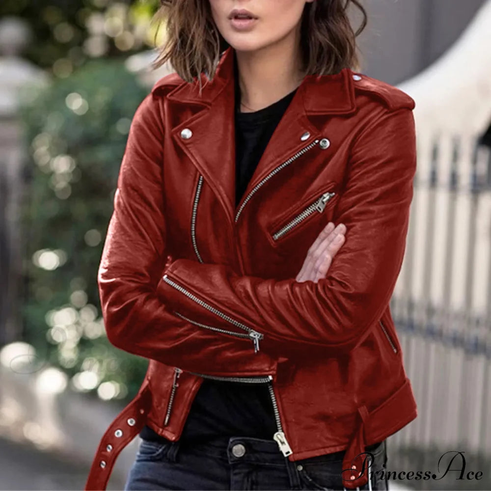 Plus Size Faux Leather Long Sleeve Zipper Fitted Artificial Fall Short Chic Stylish Elegant