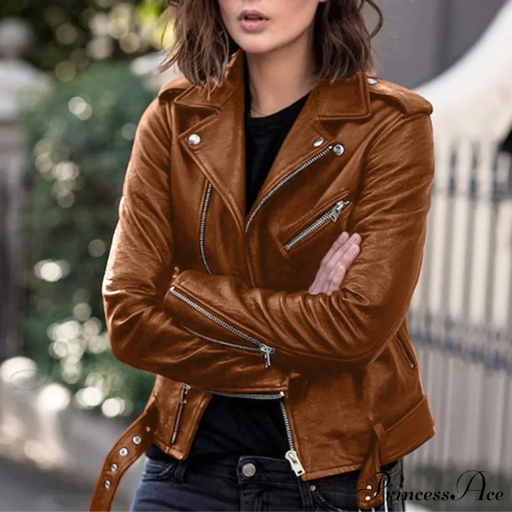 Plus Size Faux Leather Long Sleeve Zipper Fitted Artificial Fall Short Chic Stylish Elegant