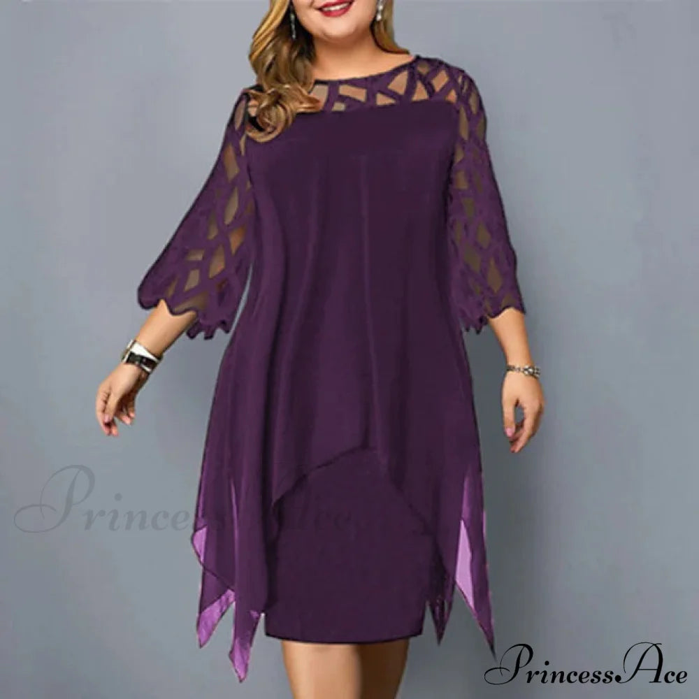 Women's Plus Size Solid Color Sheath Dress Purple __stock:200 casual dresses clothes dresses refund_fee:1200