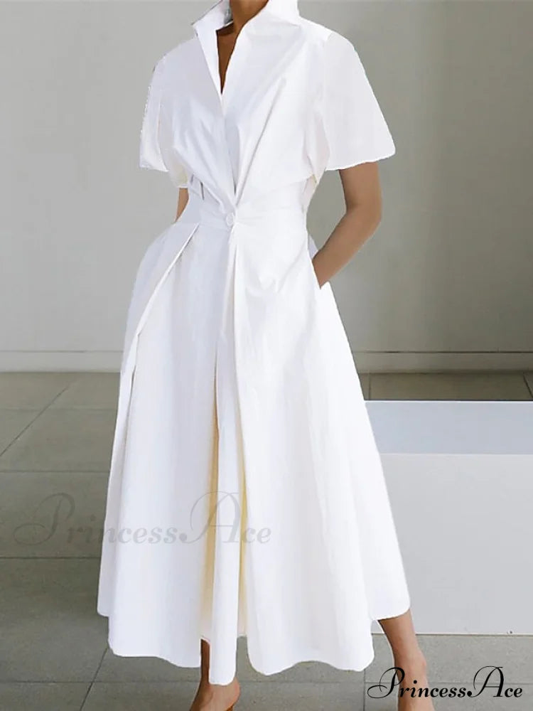 Pocket Arm In Brief White/Green Swing With Button Gown Neck - Split Women’s S-Xl White / S