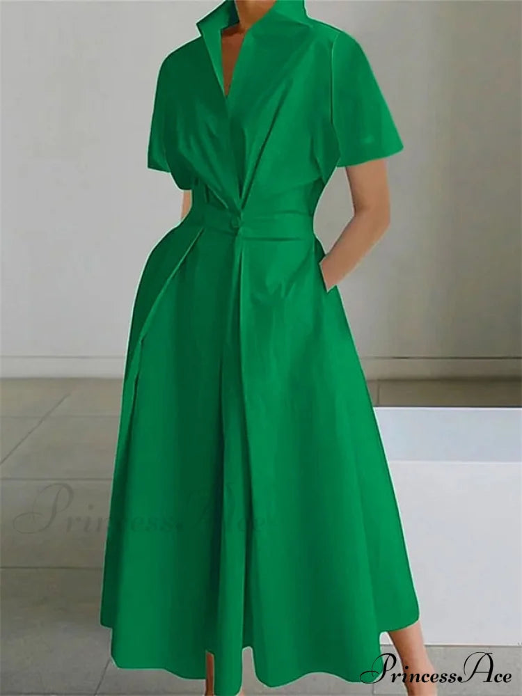 Pocket Arm In Brief White/Green Swing With Button Gown Neck - Split Women’s S-Xl Green / S