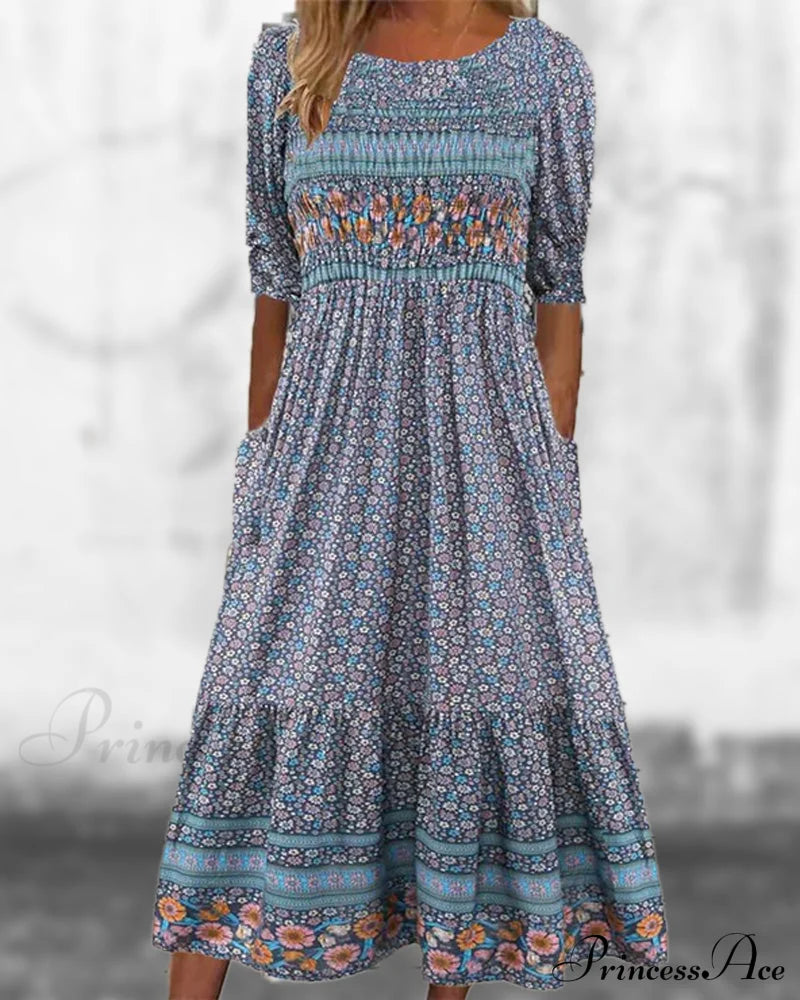 Pocket Floral Dress Casual Dresses