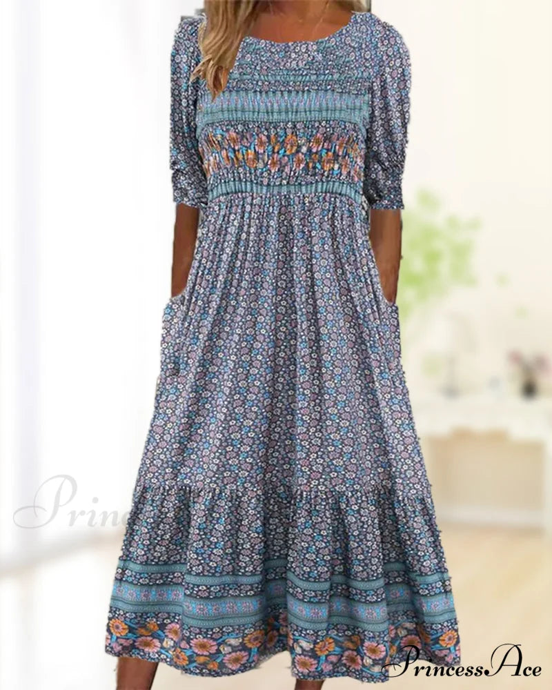 Pocket Floral Dress Casual Dresses