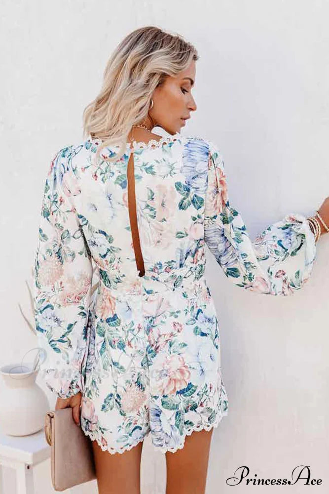 Pocketed Floral Crochet Rompers